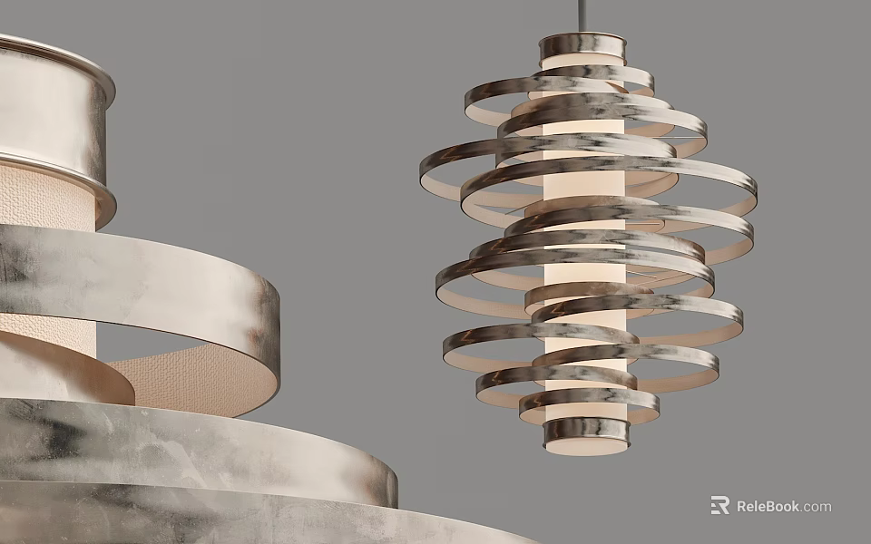 Modern Elegant Spiral Metal Chandelier Design For Contemporary Interior Spaces 3d model 