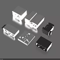 Essential Household Items Featuring Silver Black Square Plug Adapters And Multi Port Sockets