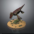 Colorful Dinosaur Character Figure With Open Mouth Sharp Teeth And Detailed Grass Sand Base