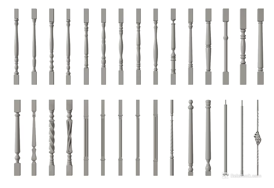 Multiple Ornate Baluster Designs Featuring Classic And Modern Styles For Railings 3d model 