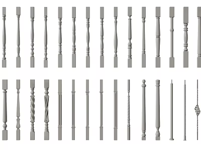 Multiple Ornate Baluster Designs Featuring Classic And Modern Styles For Railings 3d model