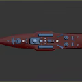 Blue And Red Military Ship Model With Radar Antenna And Number 463