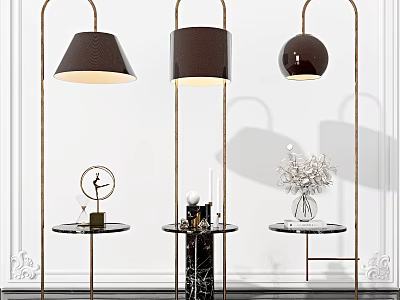 Modern Floor Lamps With Side Tables And Various Decor Pieces 3d model