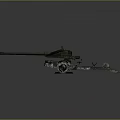 Military Field Artillery Gun With Long Barrel Camouflage Carriage And Wheels