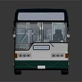Modern City Bus With Green Roof Black Exterior And Advertising Images On Side