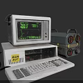 Vintage Electronic Control Equipment With KDR Console Green Screen And Keyboard