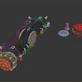 Industrial Mechanical Equipment Main Shaft Assembly With Red Capped Ends And Gear Parts