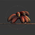 Bunch of Fresh Red and Yellow Bananas on Wooden Cutting Board