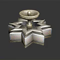 Decorative Outdoor Fountain With Star Shaped Base And Colorful Mosaic Tiles