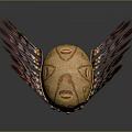 Traditional Red Feather Headdress With Decorative Beaded Band And Tribal Design Elements