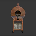 Rusty Industrial Cylinder Equipment With Two Viewing Windows Control Knobs Pressure Gauge And Wheeled Stand