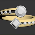 Elegant Gold Ring With Sparkling Diamond Inlaid Design And Shiny Accents
