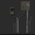 Heavy Duty Industrial Equipment Featuring Control Box Sensors Metal Rods and Connecting Wires