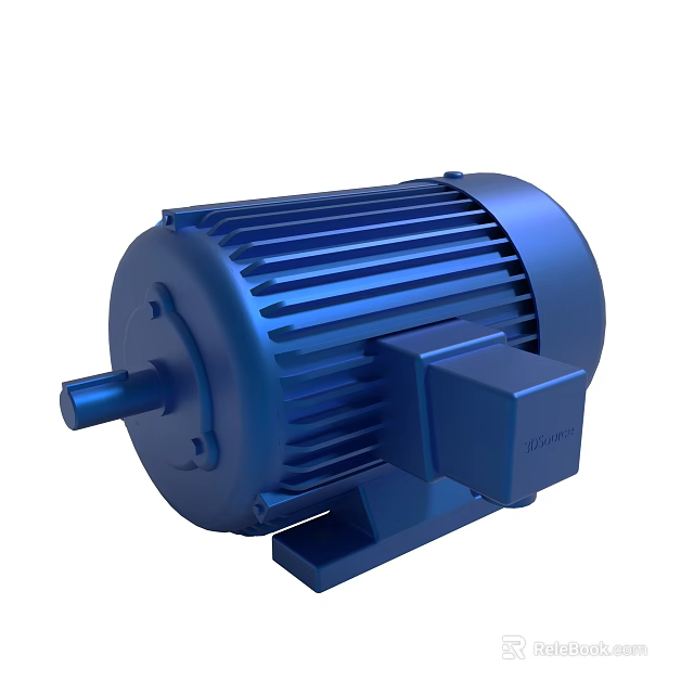 Blue Industrial Electric Motor 3D Rendering 3d model 