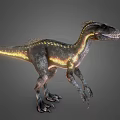 3D Rendered Dinosaur Character With Glowing Stripes And Detailed Skin Texture