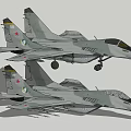 Military Fighter Jets With Camouflage Paint And Missiles Red Star On Tail
