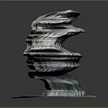 Wavy Sculpture With Textured Surface Design On Circular Stone Base