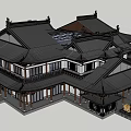 Traditional Chinese Ancient Architecture Featuring Overhanging Eaves And Wooden Structure Design