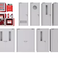 Fire Safety Cabinets and White Cabinet Doors with Glass Vents and Circular Holes