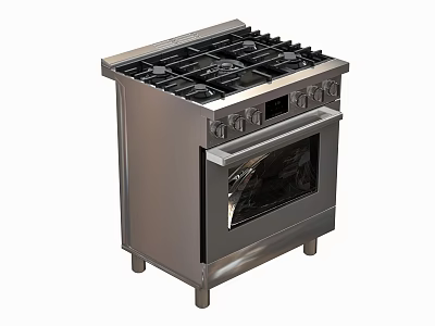 Durable Stainless Steel Kitchen Appliance Freestanding Gas Stove with Oven 3d model