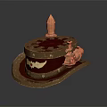 Copper Hat Shaped Living Container With Decorative Wing Pattern And Small Pot