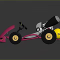 Pink Go-Kart with Large Black Wheels Gray Seat Yellow Accents and Fun Cartoon Design