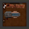 Sci-Fi Room Interior Featuring Vintage Wooden Walls Green Paneling Arched Windows And Futuristic Tech Device