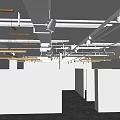 Industrial Style Ceiling Design With Exposed Pipes Metal Frames And Lighting Fixtures