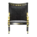 Classical Style Black Dining Chair With Golden Carved Accents And Upholstered Backrest