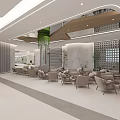 Modern Lounge Area Interior With Light Colored Furniture Wooden Ceiling And Green Plants