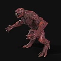 Red Muscular Scaled Monster Character With Sharp Teeth And Claws In Standing Pose 3d model