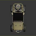 Golden Open Top Military Off Road Vehicle With Large Tires And Reflective Surface