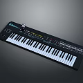 Modern Black Electronic Keyboard Synthesizer For Home Use With White Keys And Control Knobs 3d model