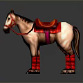 Brown And White Decorative Horse Model With Red Saddle And Leg Wraps