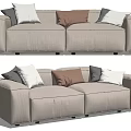 Modern Interior Light Gray Fabric Two Seater Sofa With White Brown Gray Cushions