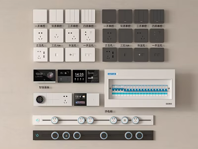 Various Style Switch Panels With Sockets Control Buttons And Modern Design For Home Use 3d model