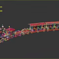 Vibrant Red Toy Train With Decorated Locomotive And Shiny Carriages Design