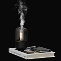 Modern Decorative Ornament Set with Black Tray Keys Remote Control Phone and Magazine