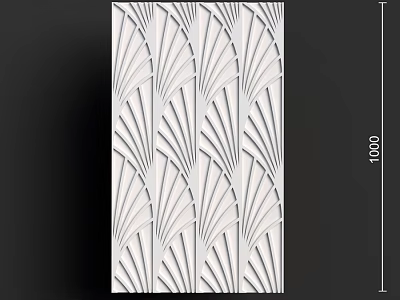 Elegant Modern Wall Decor With Fan Shaped Radiating Lines And White Relief 3d model