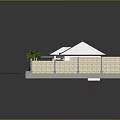 Modern Building Model Exterior Featuring Beige Flat Roof Black Road And Windows