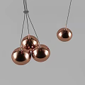 Modern Copper Spherical Chandelier With Three Globe Shades And White Accents