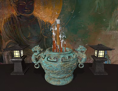 incense burner bronze tripod 3d model