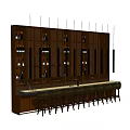 Wooden Bar Counter With Wine Racks And High Stools For Modern Venue