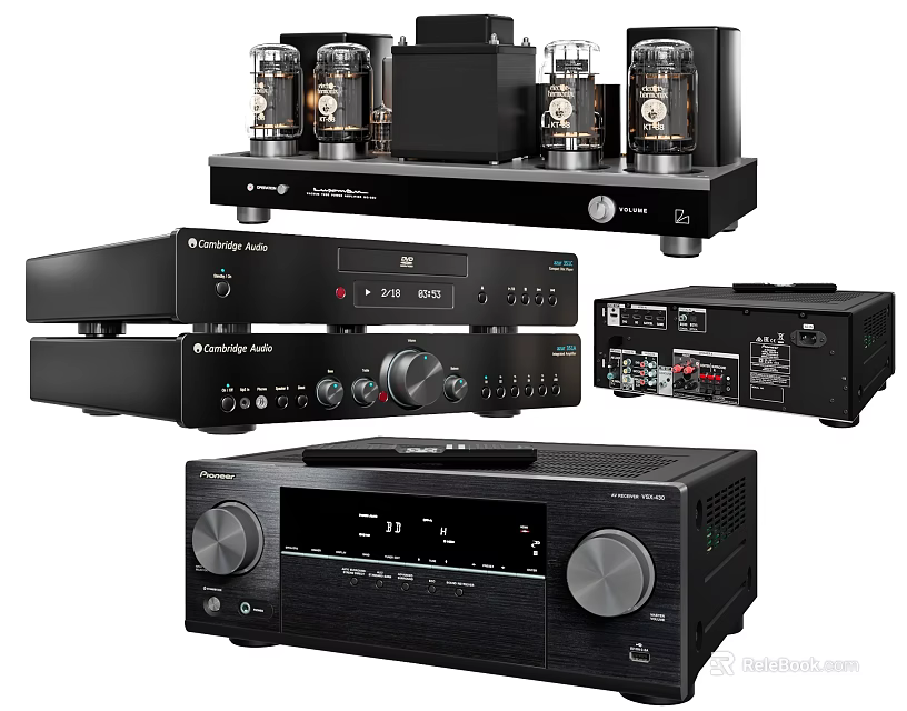 High End Home Audio Components Including Tube Amplifier Receiver And Amplifier Units 3d model 