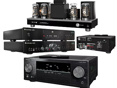 High End Home Audio Components Including Tube Amplifier Receiver And Amplifier Units 3d model