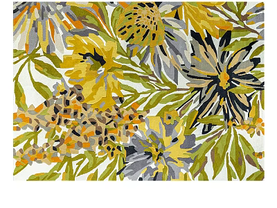 Square Rug With Vibrant Floral Leaf Patterns In Bright Colors 3d model