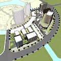 Modern Commercial Office Building Exterior With Glass Curtain Walls And Urban Street View