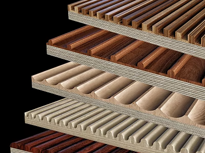 Layered Wooden Wall Panels With Various Textures And Different Patterns 3d model