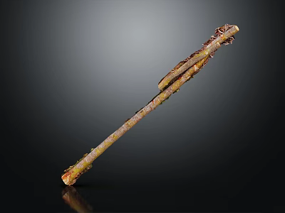 Handcrafted Wood And Stone Decorative Stick Featuring Natural Grain And Smooth Surface Texture 3d model