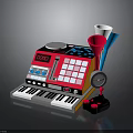 KOTEL Electronic Equipment with Piano Style Keyboard Buttons Knobs Red Speaker Clock and Joystick